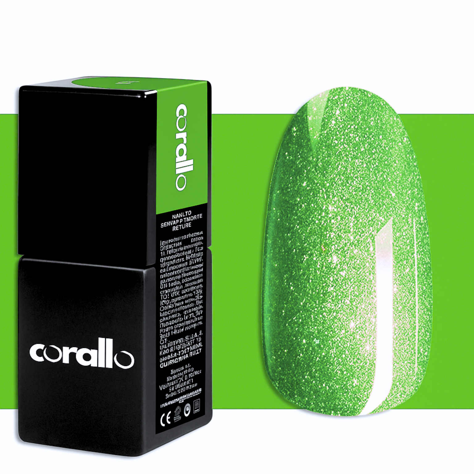 Corallo Gel Polish Verde Glitter Brescia — smalto semipermanente glitter