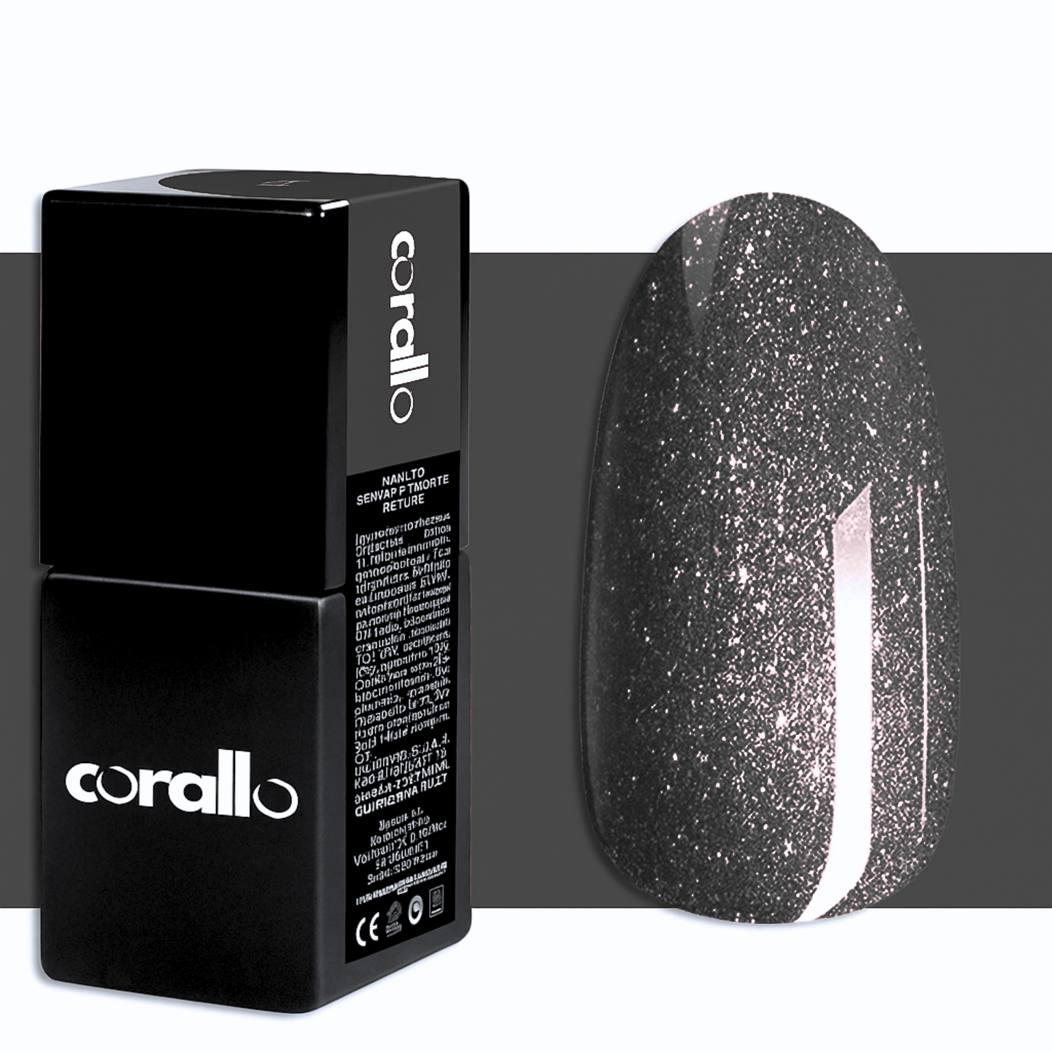 Corallo Gel Polish Grafite Glitter Torino — smalto semipermanente glitter
