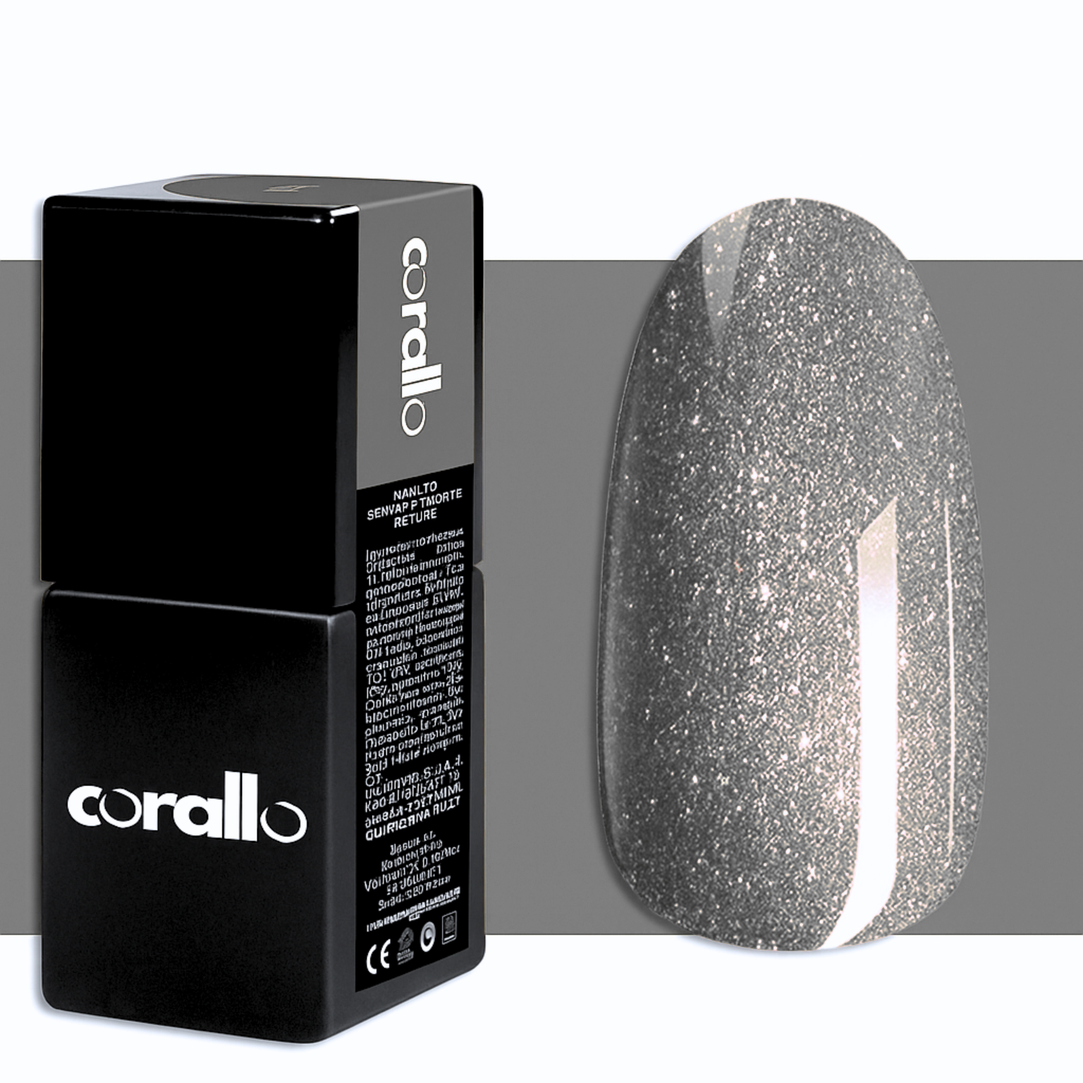 Corallo Gel Polish Argento Cortina — smalto semipermanente glitter